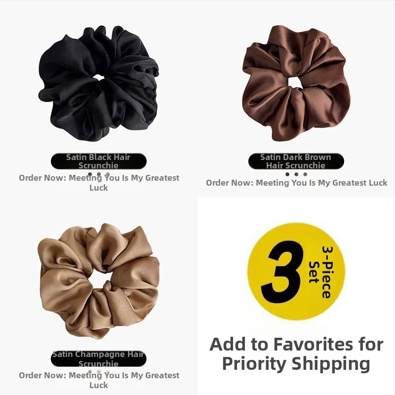 „Satin Sense“ storosios žarnos plaukų kilpos elegantiška virvelė moterims, paprasta apvali galva, universali, aukštos klasės, lengva, prabangi, balta.