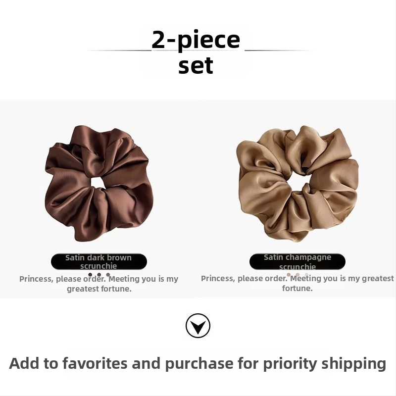 „Satin Sense“ storosios žarnos plaukų kilpos elegantiška virvelė moterims, paprasta apvali galva, universali, aukštos klasės, lengva, prabangi, balta.