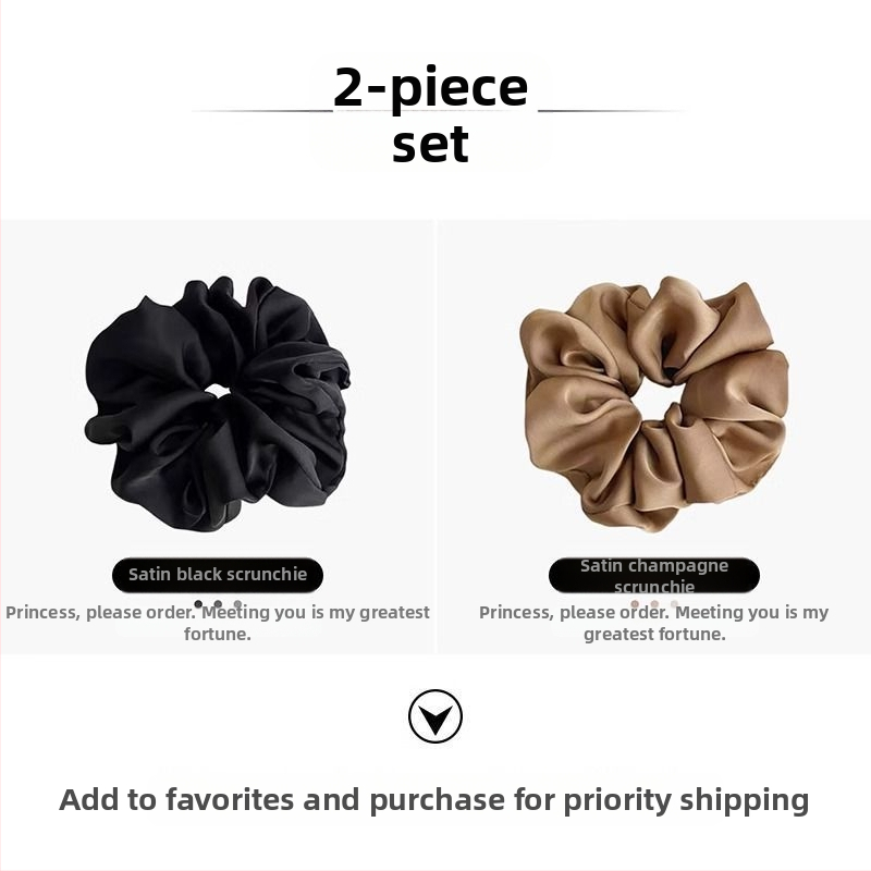 „Satin Sense“ storosios žarnos plaukų kilpos elegantiška virvelė moterims, paprasta apvali galva, universali, aukštos klasės, lengva, prabangi, balta.