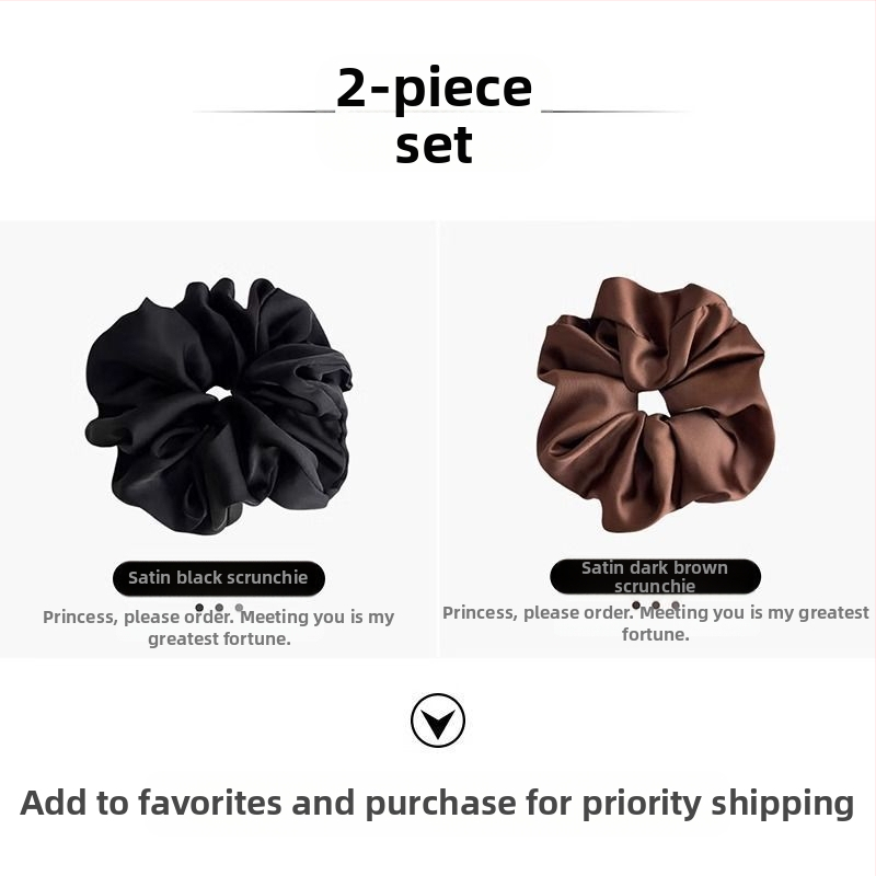 „Satin Sense“ storosios žarnos plaukų kilpos elegantiška virvelė moterims, paprasta apvali galva, universali, aukštos klasės, lengva, prabangi, balta.