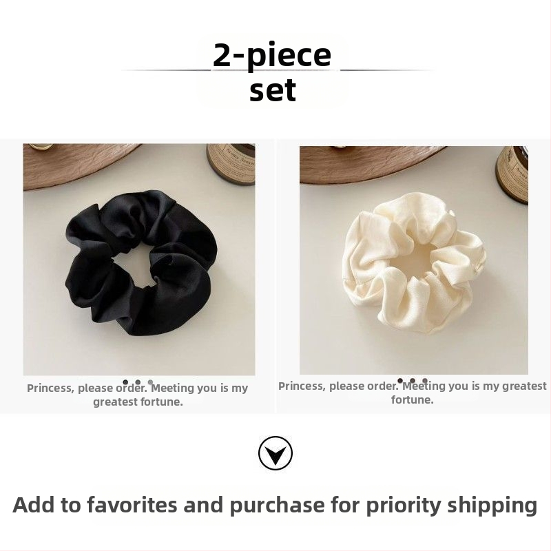 „Satin Sense“ storosios žarnos plaukų kilpos elegantiška virvelė moterims, paprasta apvali galva, universali, aukštos klasės, lengva, prabangi, balta.