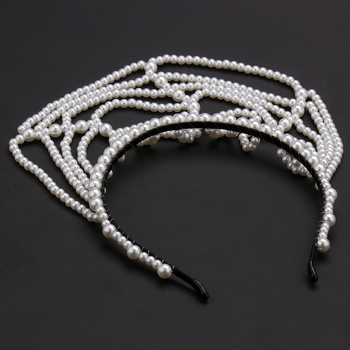 Νέο 2023 Κορδέλα Κεφαλής με Πλέγμα από Μαργαριτάρι