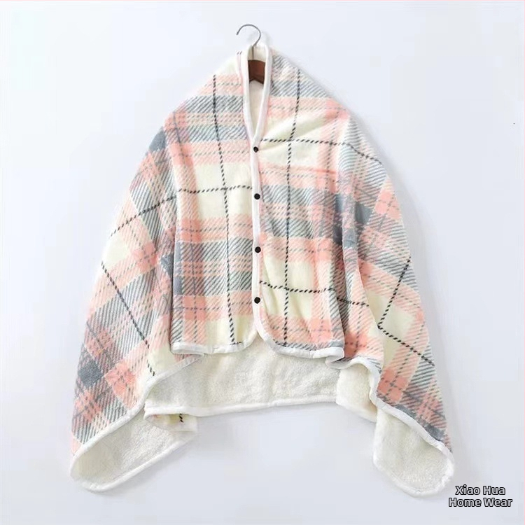 Daugiafunkcinė dvisluoksnė stora vilnonė skara-antklodė, laisvalaikio biuro antklodė, moteriška šilta skara-antklodė su sagtimi