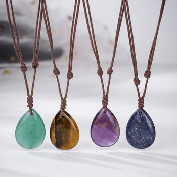 Piiriülene käsitsi kootud looduskivist kaelakee ripats ehtekivist kristall retro tilgakujuline Joker tehase hulgimüük