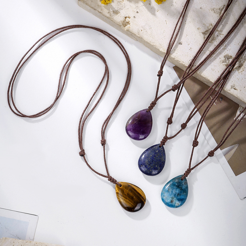 Piiriülene käsitsi kootud looduskivist kaelakee ripats ehtekivist kristall retro tilgakujuline Joker tehase hulgimüük