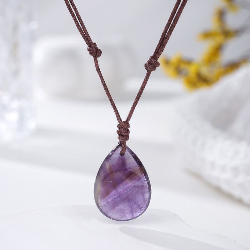 Piiriülene käsitsi kootud looduskivist kaelakee ripats ehtekivist kristall retro tilgakujuline Joker tehase hulgimüük