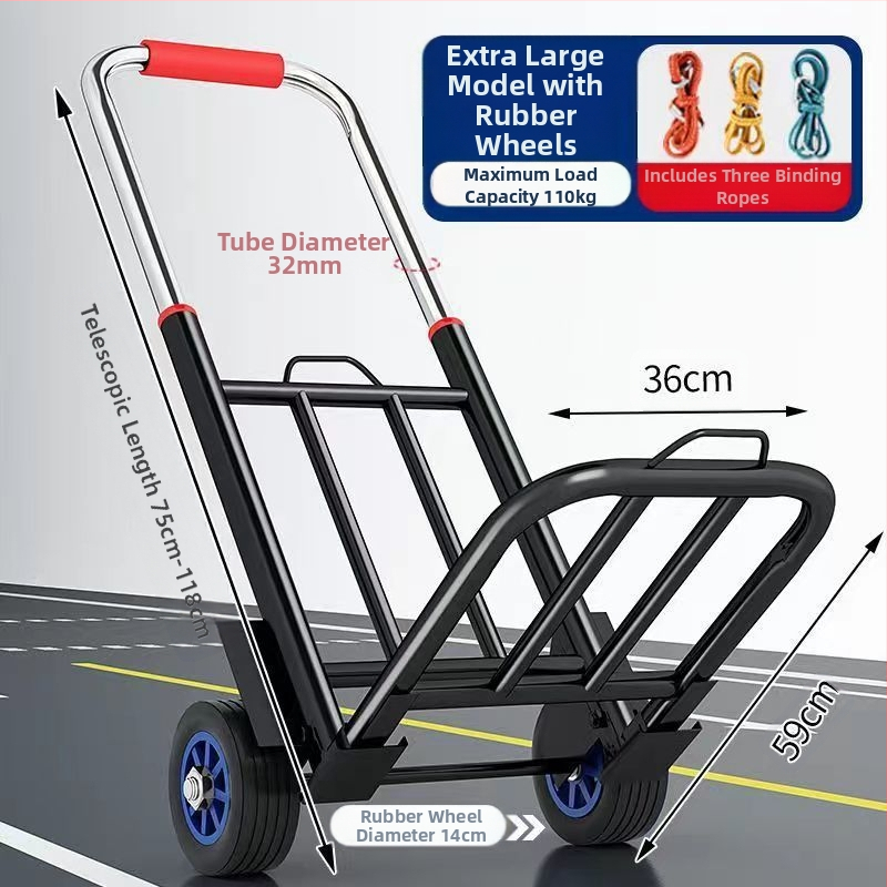 Saksa kvaliteediga väike käru kokkupandav auto kodukäitlus haagise ostlemine ostukäru kerge kaasaskantav pagas