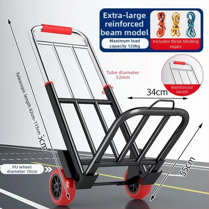 Saksa kvaliteediga väike käru kokkupandav auto kodukäitlus haagise ostlemine ostukäru kerge kaasaskantav pagas