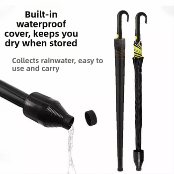 Ομπρέλα γκολφ με μακριά λαβή και αδιάβροχο κάλυμμα, ημιαυτόματο άνοιγμα και κλείσιμο, ομπρέλα αυτοκινήτου με ίσια ράβδο, ισχυρή ανθεκτική στον άνεμο, μαύρο καουτσούκ, αντηλιακό