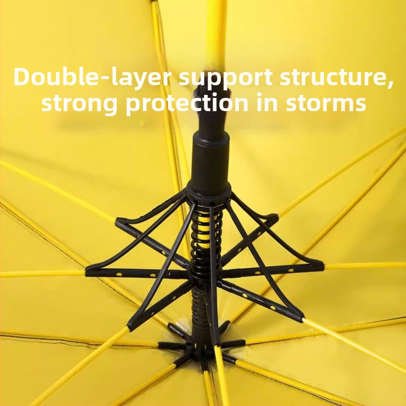 Голф чадър с дълга дръжка и водоустойчив капак, полуавтоматично отваряне и затваряне, автомобилен чадър с права дръжка, силен, устойчив на вятър, черен гумен слънцезащитен крем.