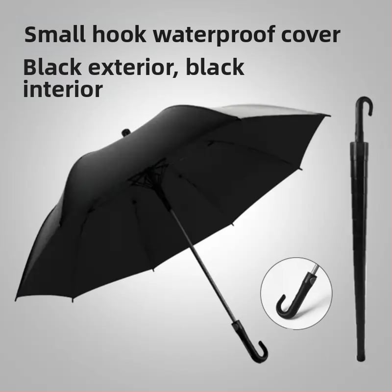 Голф чадър с дълга дръжка и водоустойчив капак, полуавтоматично отваряне и затваряне, автомобилен чадър с права дръжка, силен, устойчив на вятър, черен гумен слънцезащитен крем.