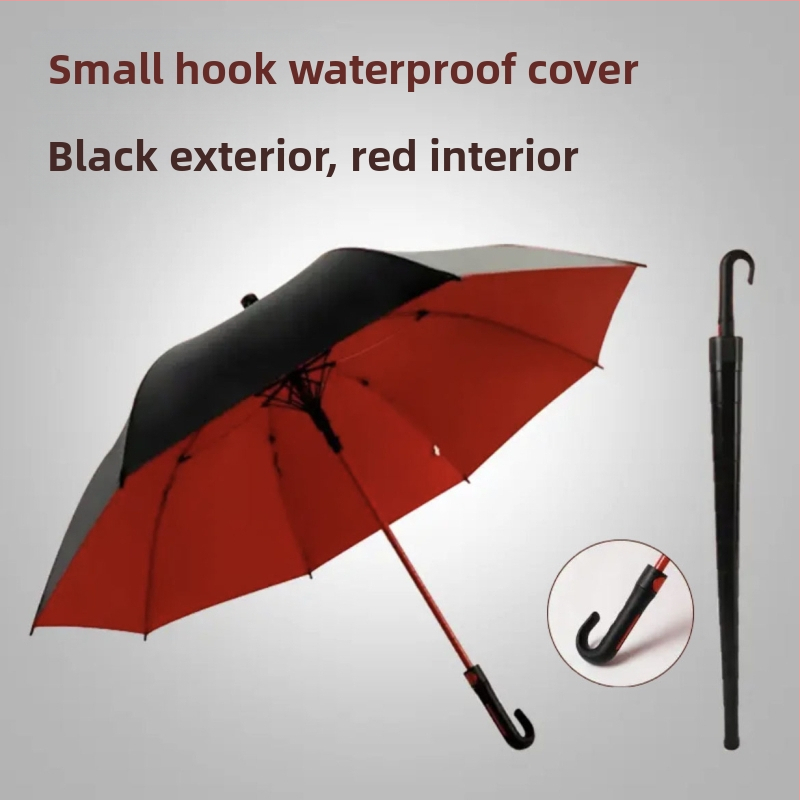 Голф чадър с дълга дръжка и водоустойчив капак, полуавтоматично отваряне и затваряне, автомобилен чадър с права дръжка, силен, устойчив на вятър, черен гумен слънцезащитен крем.