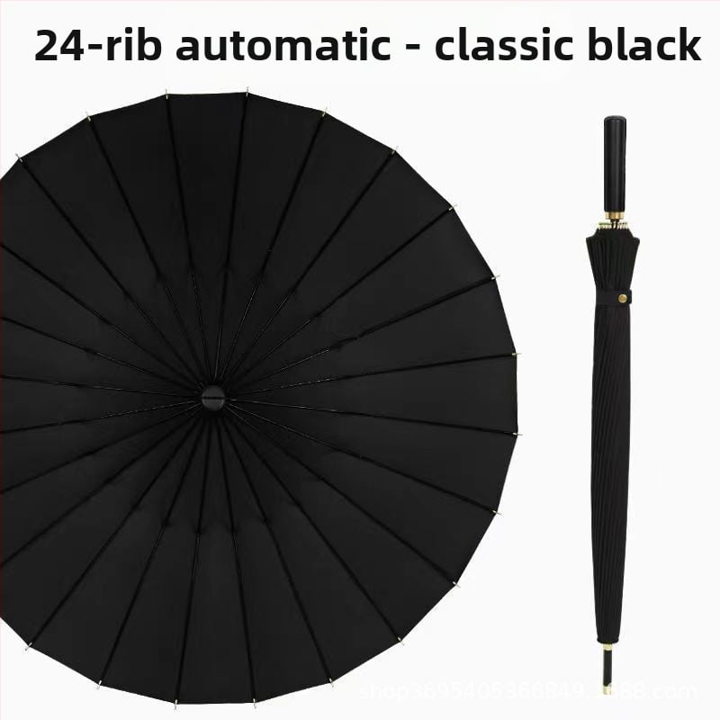 Голф чадър с дълга дръжка и водоустойчив капак, полуавтоматично отваряне и затваряне, автомобилен чадър с права дръжка, силен, устойчив на вятър, черен гумен слънцезащитен крем.