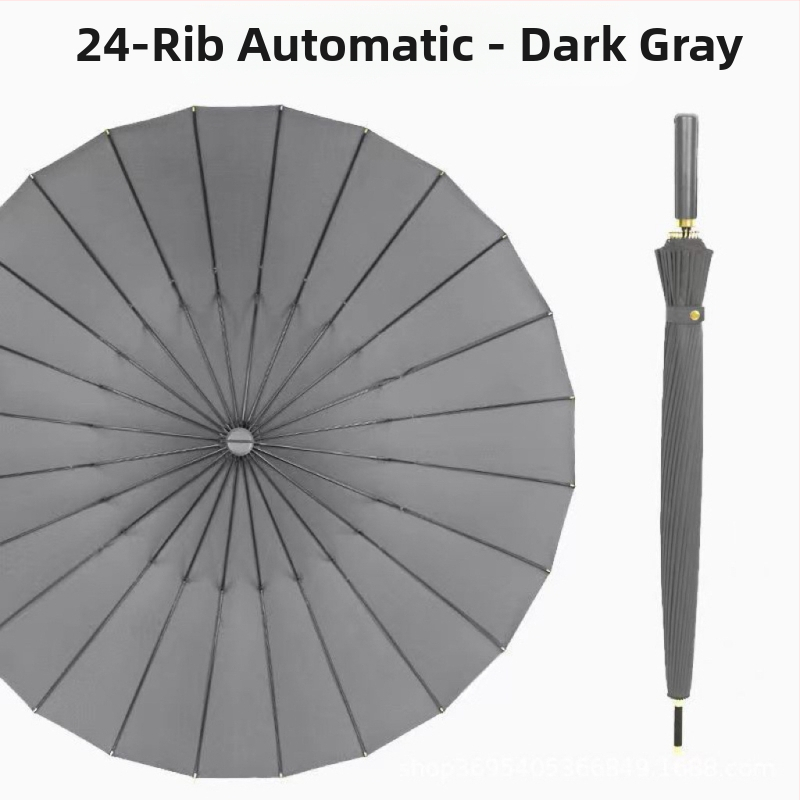 Голф чадър с дълга дръжка и водоустойчив капак, полуавтоматично отваряне и затваряне, автомобилен чадър с права дръжка, силен, устойчив на вятър, черен гумен слънцезащитен крем.