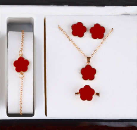 Bijuterii noi pentru femei, cu cinci frunze de flori, la modă, norocoase, costum transfrontalier, colier, brățară, cercei, costum pentru femei