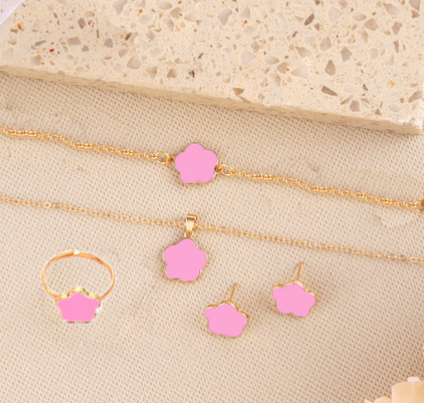 Bijuterii noi pentru femei, cu cinci frunze de flori, la modă, norocoase, costum transfrontalier, colier, brățară, cercei, costum pentru femei