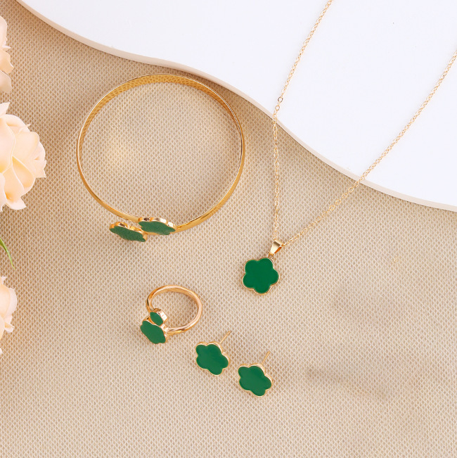 Bijuterii noi pentru femei, cu cinci frunze de flori, la modă, norocoase, costum transfrontalier, colier, brățară, cercei, costum pentru femei