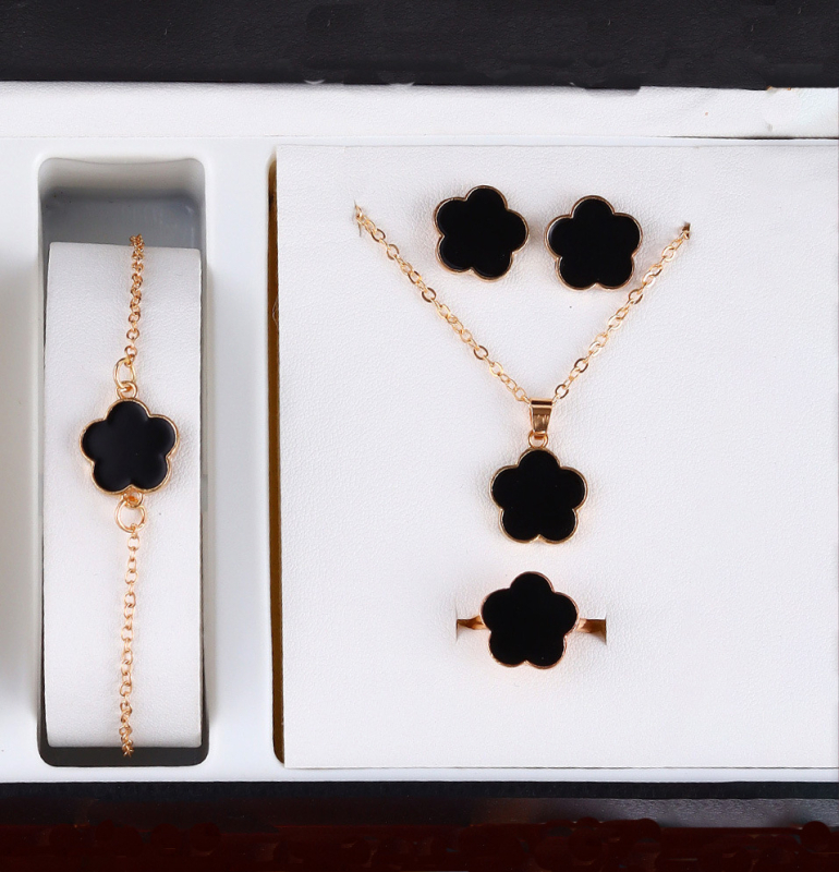 Bijuterii noi pentru femei, cu cinci frunze de flori, la modă, norocoase, costum transfrontalier, colier, brățară, cercei, costum pentru femei