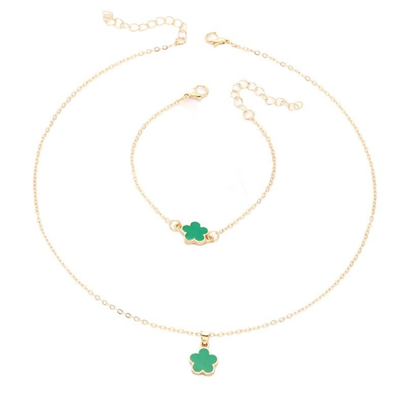 Bijuterii noi pentru femei, cu cinci frunze de flori, la modă, norocoase, costum transfrontalier, colier, brățară, cercei, costum pentru femei