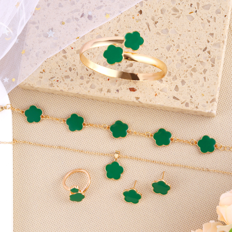 Bijuterii noi pentru femei, cu cinci frunze de flori, la modă, norocoase, costum transfrontalier, colier, brățară, cercei, costum pentru femei