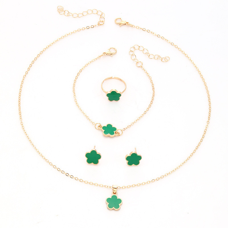 Bijuterii noi pentru femei, cu cinci frunze de flori, la modă, norocoase, costum transfrontalier, colier, brățară, cercei, costum pentru femei