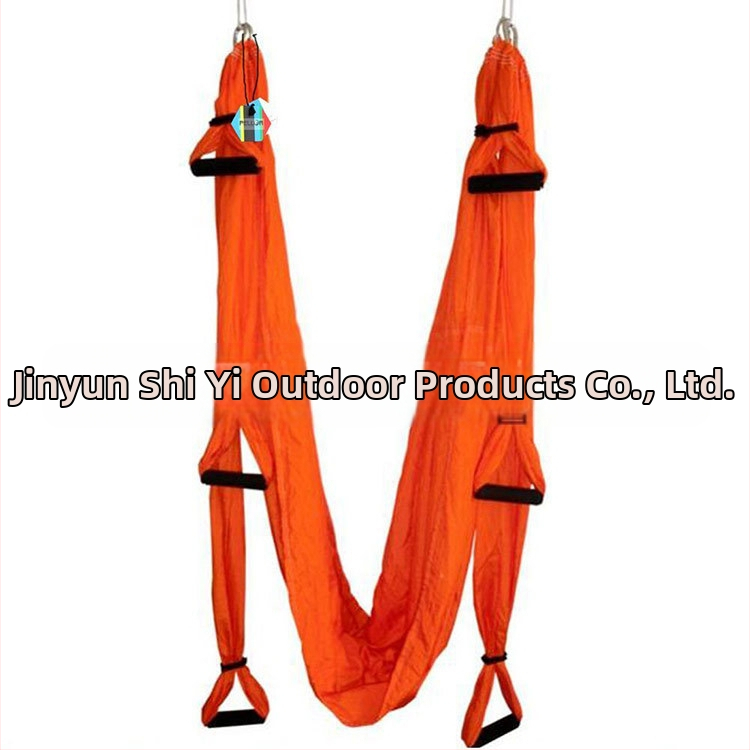 Rūpnīcas pieplūdes gaisa jogas šūpuļtīkls ar 6 rokturiem jogas studijā ar roku stāvēšanas fitnesa iekštelpu neelastīgu neilona audumu