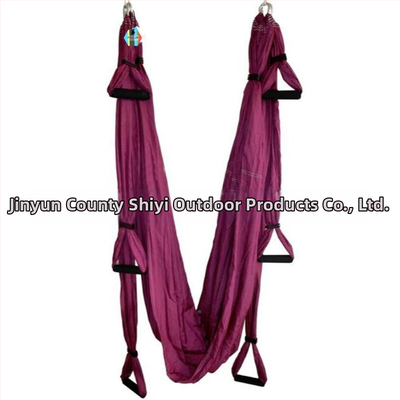 Rūpnīcas pieplūdes gaisa jogas šūpuļtīkls ar 6 rokturiem jogas studijā ar roku stāvēšanas fitnesa iekštelpu neelastīgu neilona audumu