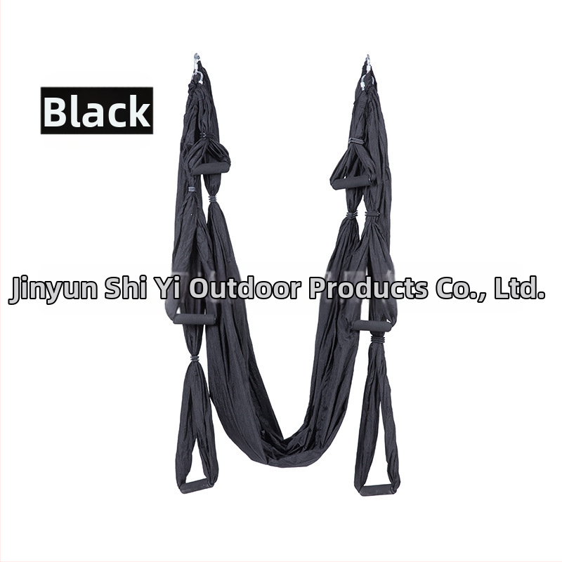 Rūpnīcas pieplūdes gaisa jogas šūpuļtīkls ar 6 rokturiem jogas studijā ar roku stāvēšanas fitnesa iekštelpu neelastīgu neilona audumu