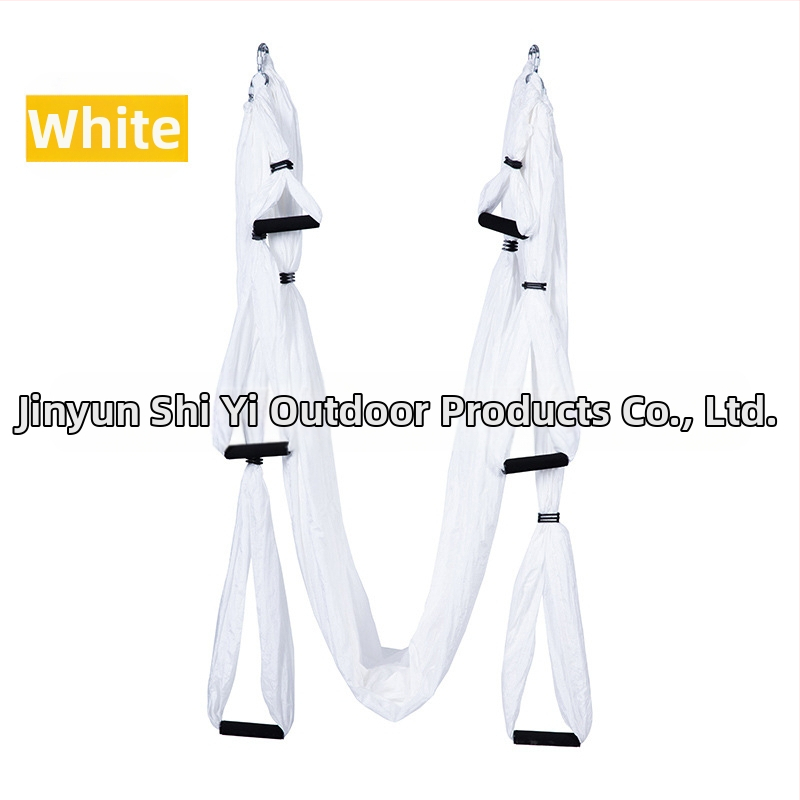 Rūpnīcas pieplūdes gaisa jogas šūpuļtīkls ar 6 rokturiem jogas studijā ar roku stāvēšanas fitnesa iekštelpu neelastīgu neilona audumu