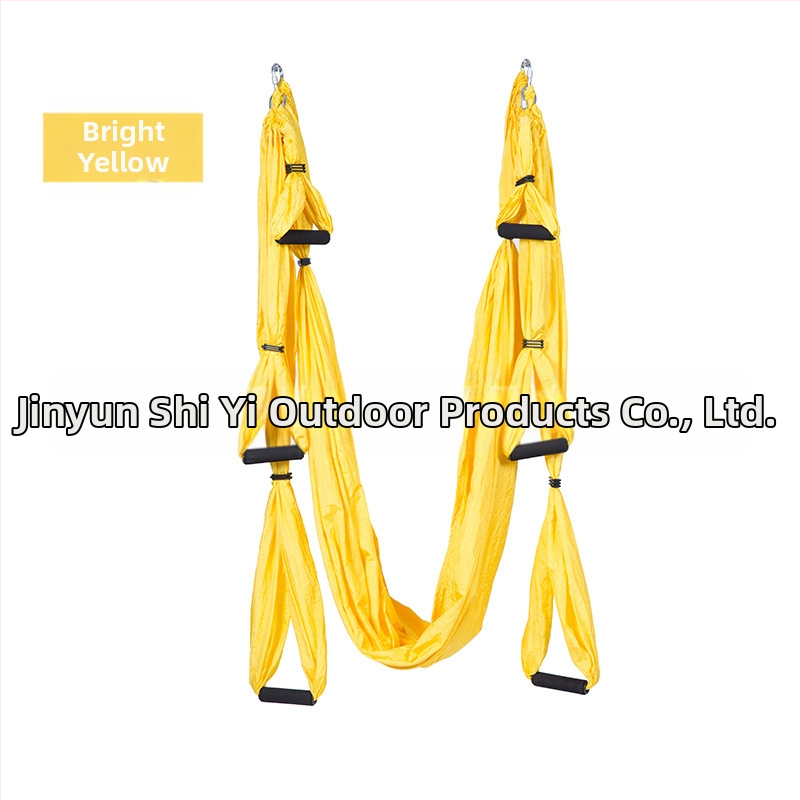 Rūpnīcas pieplūdes gaisa jogas šūpuļtīkls ar 6 rokturiem jogas studijā ar roku stāvēšanas fitnesa iekštelpu neelastīgu neilona audumu