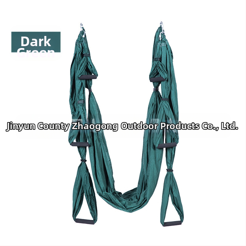 Rūpnīcas pieplūdes gaisa jogas šūpuļtīkls ar 6 rokturiem jogas studijā ar roku stāvēšanas fitnesa iekštelpu neelastīgu neilona audumu