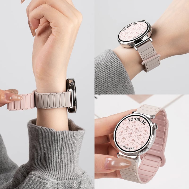 Curea de ceas magnetică din silicon cu trei mărgele, potrivită pentru Huawei Gt5 Samsung Watch7 Xiaomi S4 Garmin, 22 mm