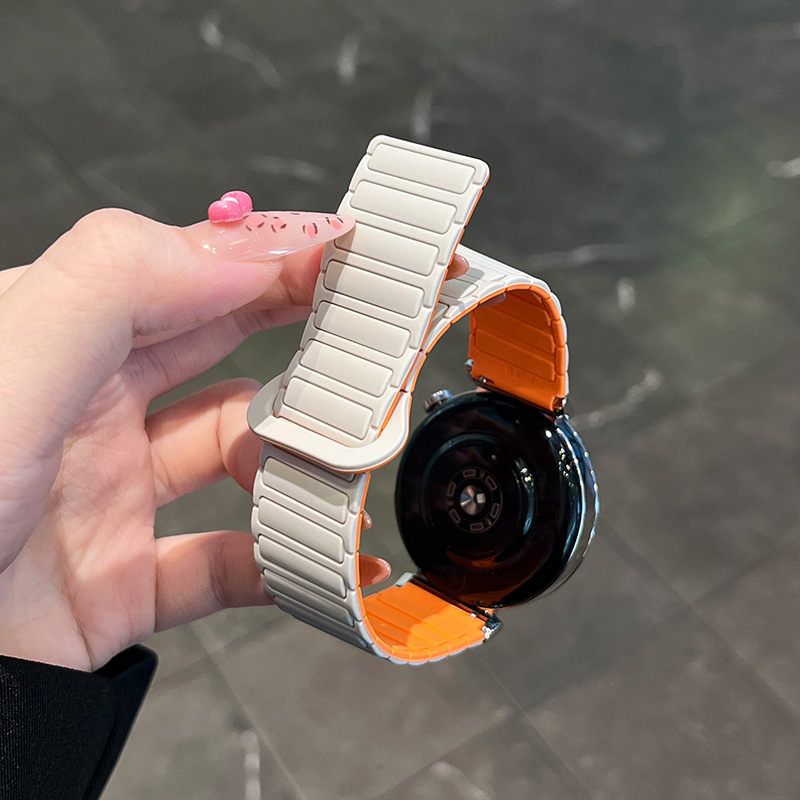 Sobib Huawei Gt5, Samsung Watch7, Xiaomi S4, Garmini kolme helmega silikoonist magnetiline tööriiete kellarihm 22 mm