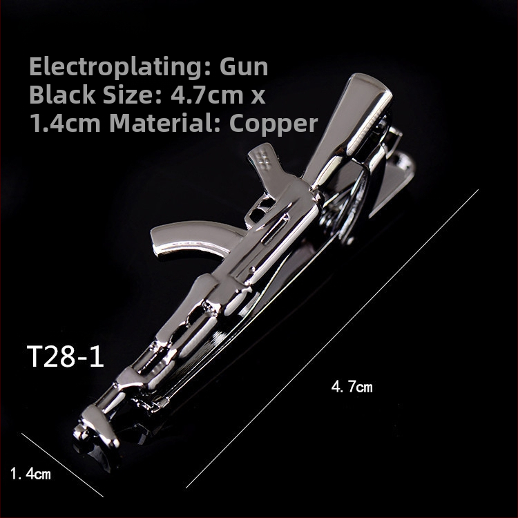 Мъжка щипка за вратовръзка с черен пистолет, бизнес, прости очила, тръба, форма на котва, корейски стил, сигурност, медна щипка за вратовръзка