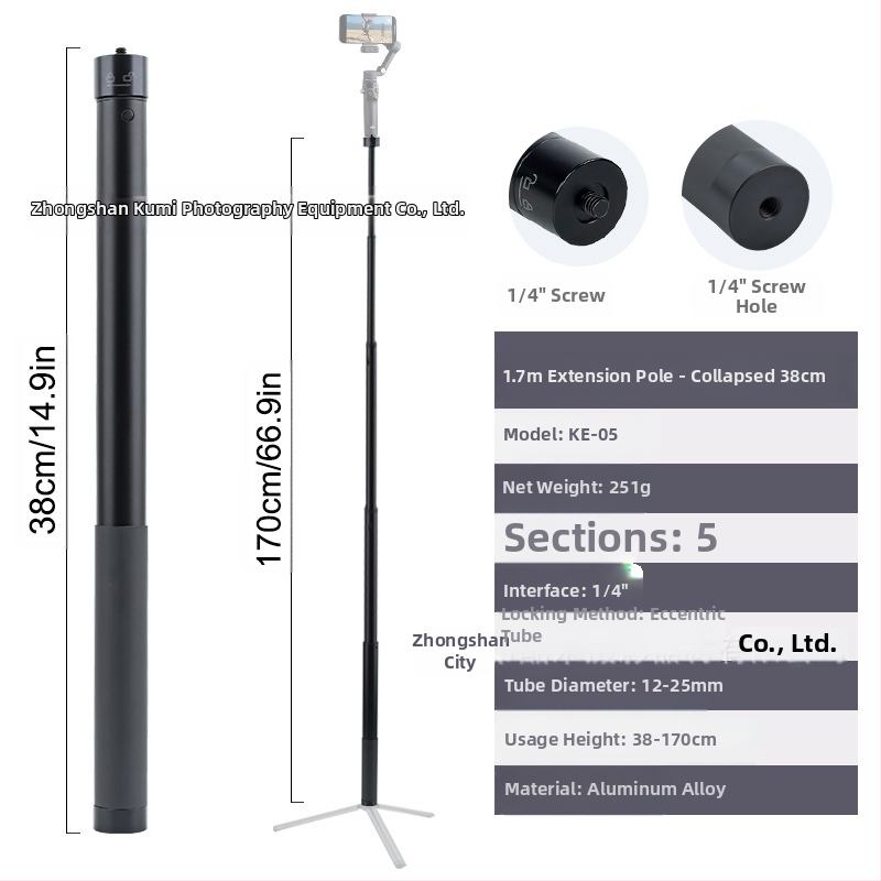 „Feiyu“ prailginimo strypas „Dajiang Vast“ mobiliojo telefono stabilizatorius universalus asmenukių lazdas sportinė kamera „gopro13“ delninis strypas