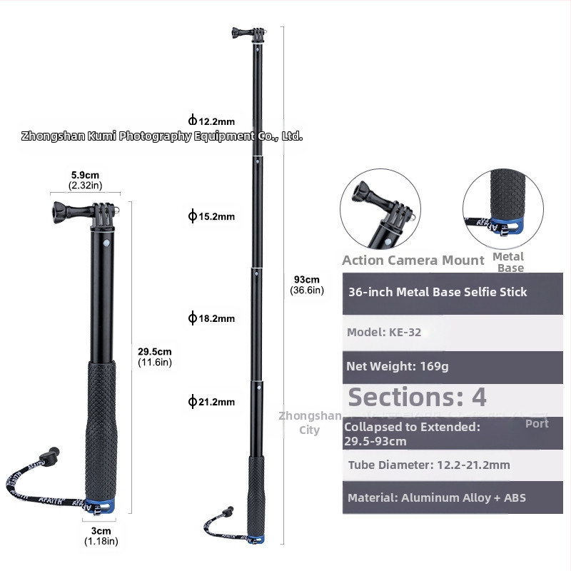 „Feiyu“ prailginimo strypas „Dajiang Vast“ mobiliojo telefono stabilizatorius universalus asmenukių lazdas sportinė kamera „gopro13“ delninis strypas