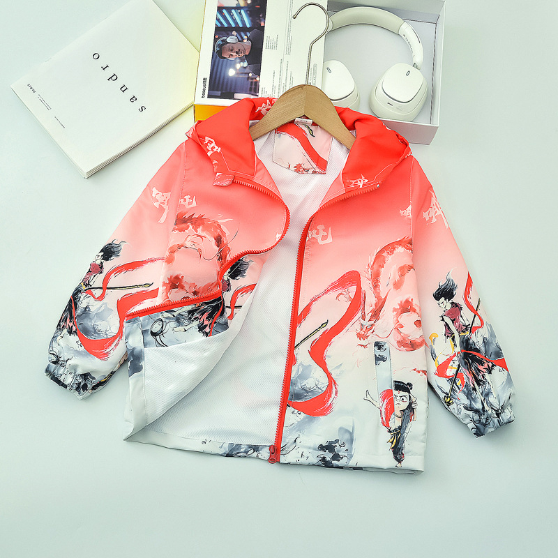 Zēnu Nezha jaka maziem bērniem, stilīga multfilmu jaka zēniem un meitenēm, 2025. gada pavasaris un rudens, jauns modelis