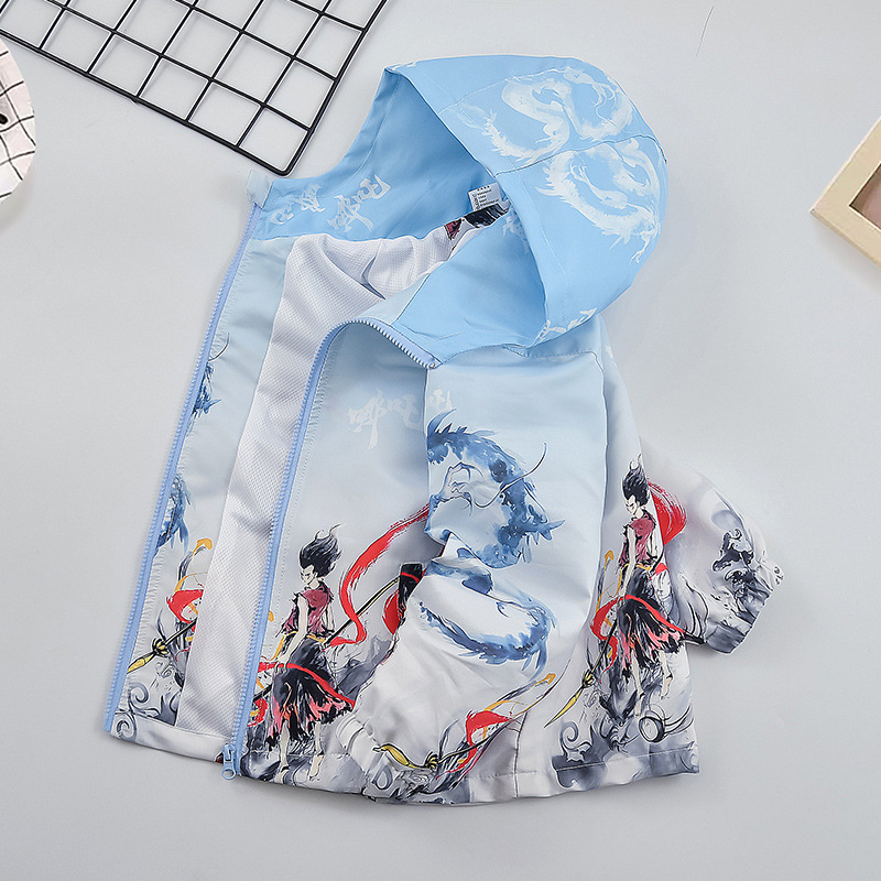 Zēnu Nezha jaka maziem bērniem, stilīga multfilmu jaka zēniem un meitenēm, 2025. gada pavasaris un rudens, jauns modelis