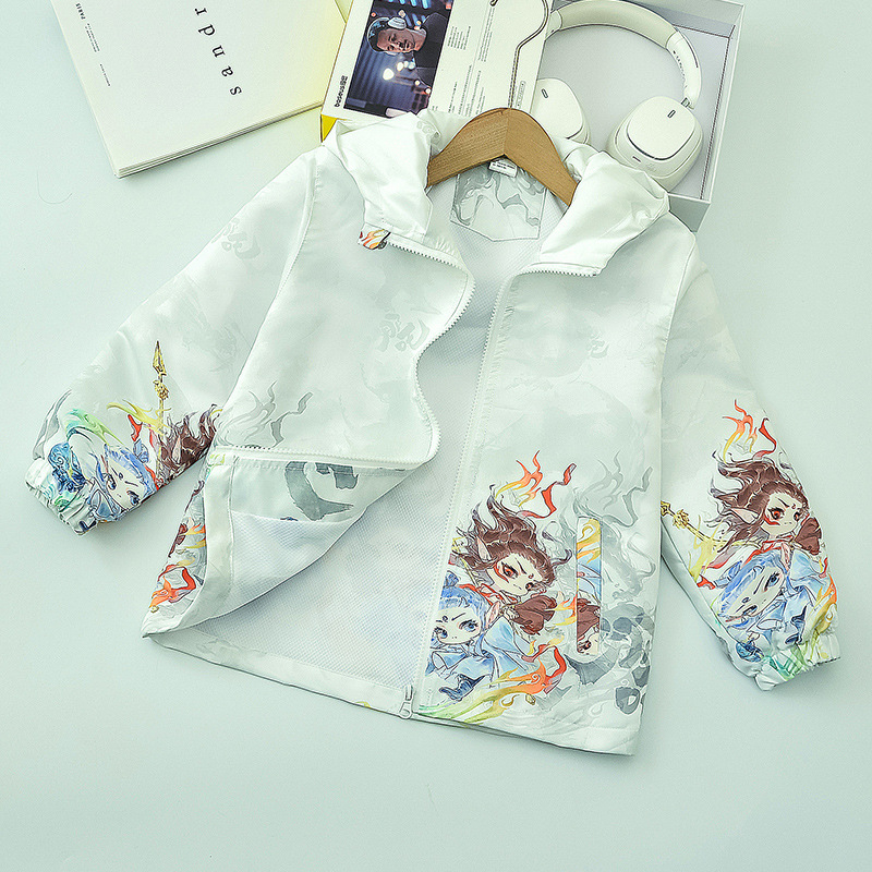 Zēnu Nezha jaka maziem bērniem, stilīga multfilmu jaka zēniem un meitenēm, 2025. gada pavasaris un rudens, jauns modelis
