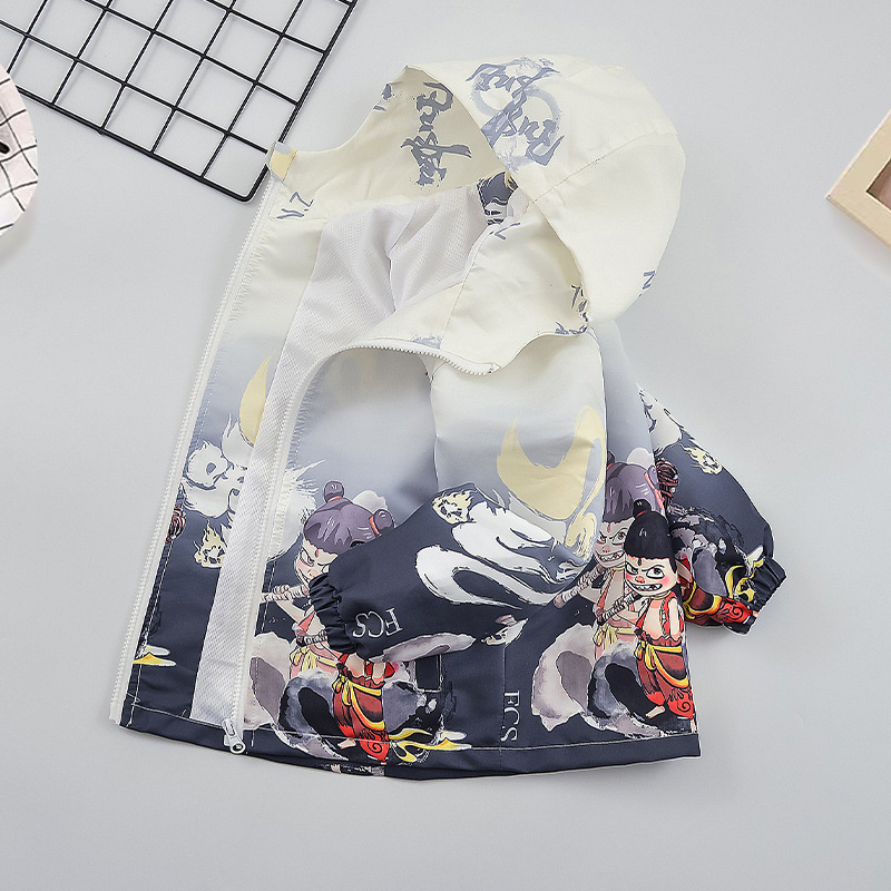 Zēnu Nezha jaka maziem bērniem, stilīga multfilmu jaka zēniem un meitenēm, 2025. gada pavasaris un rudens, jauns modelis