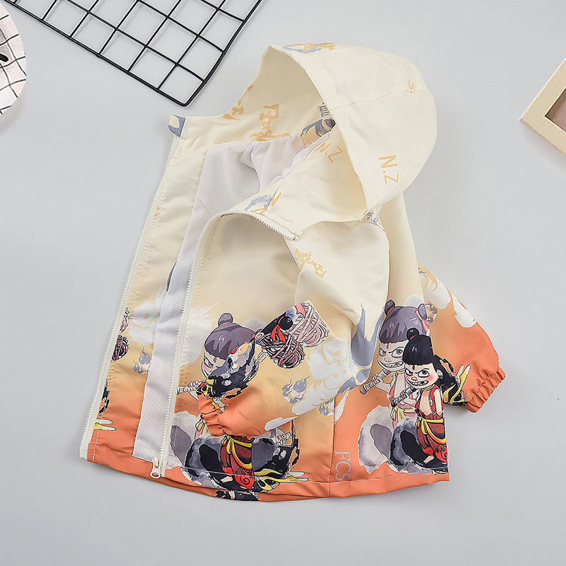 Zēnu Nezha jaka maziem bērniem, stilīga multfilmu jaka zēniem un meitenēm, 2025. gada pavasaris un rudens, jauns modelis