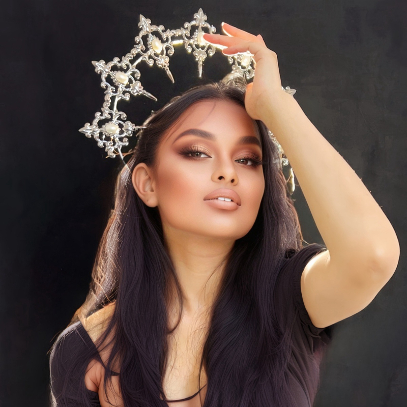 LOLITA Lolita Mūsų Lady Halo Crown Tamsūs gotikiniai plaukų aksesuarai Apsirengti perdėtai perdėtai podiumo spektaklio galvos apdangalai