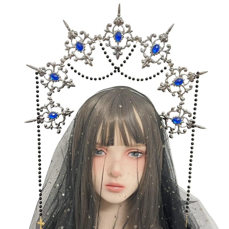 LOLITA Lolita Meie Daami Halo Crown Tume gooti juuste aksessuaarid Kleit Up Liialdatud Catwalk Performance Peakatted