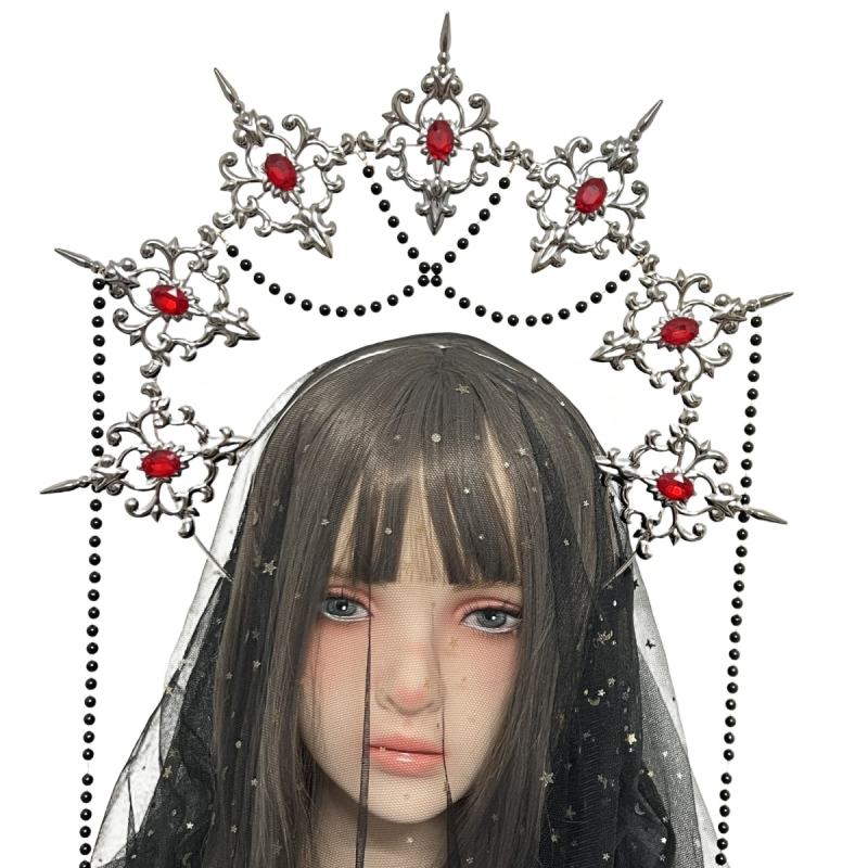 LOLITA Lolita Meie Daami Halo Crown Tume gooti juuste aksessuaarid Kleit Up Liialdatud Catwalk Performance Peakatted