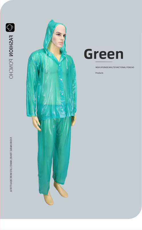 Sustorintas lietaus neperšlampamas lietpaltis ir kelnės, dviračio lietaus pončas, motociklo lietpaltis pristatymo motociklininkams, nepralaidus perpjautas lietpaltis