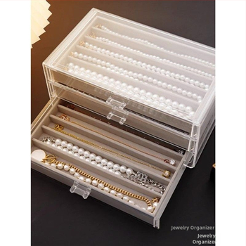 Κουτί αποθήκευσης κολιέ με μαργαριτάρια, συρτάρι κολιέ, εξαιρετική οργάνωση γραφείου, ανθεκτικό στη σκόνη, μακρύ βραχιόλι, κουτί κοσμημάτων με χάντρες