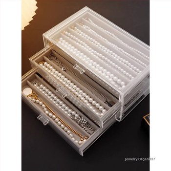 Κουτί αποθήκευσης κολιέ με μαργαριτάρια, συρτάρι κολιέ, εξαιρετική οργάνωση γραφείου, ανθεκτικό στη σκόνη, μακρύ βραχιόλι, κουτί κοσμημάτων με χάντρες