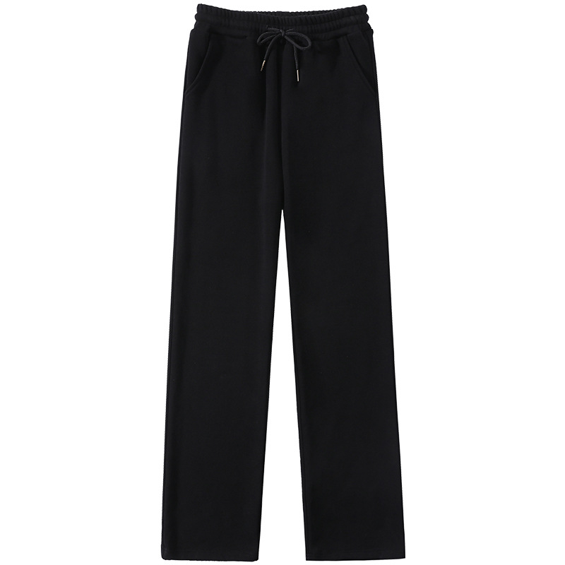 Sive uske ženske proljetne, jesenske i zimske trenirke visokog struka, ravne, drapirane, male ležerne sportske duge hlače