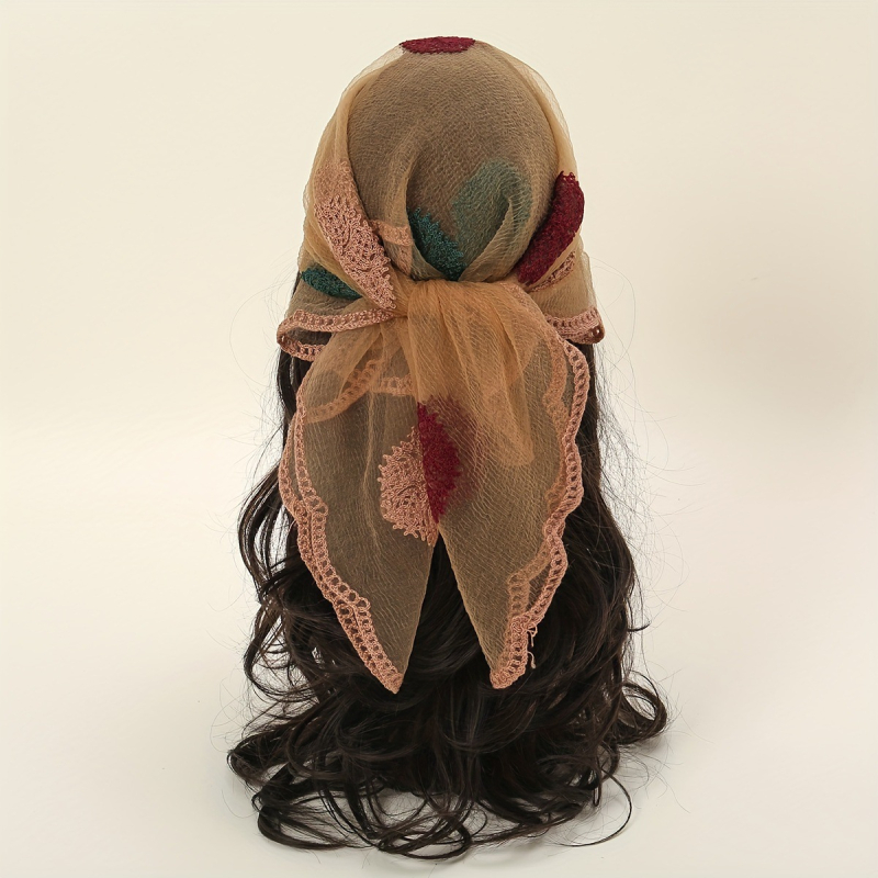 2025. aasta piiriülene uus Euroopa ja Ameerika 31.5 elegantne hingav taskurätik-sall 31.5 pitsilise lillemustriga