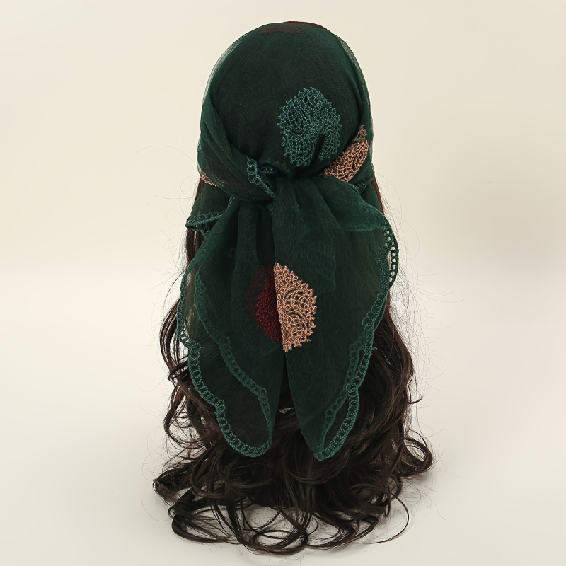 2025. aasta piiriülene uus Euroopa ja Ameerika 31.5 elegantne hingav taskurätik-sall 31.5 pitsilise lillemustriga